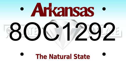 8OC1292 Arkansas License Plate