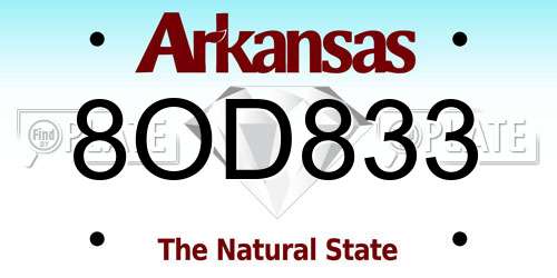 8OD833 Arkansas License Plate