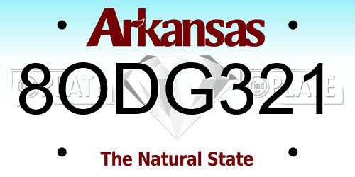 8ODG321 Arkansas License Plate