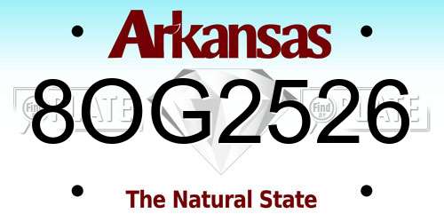 8OG2526 Arkansas License Plate