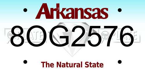8OG2576 Arkansas License Plate
