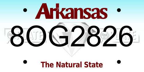 8OG2826 Arkansas License Plate