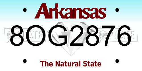8OG2876 Arkansas License Plate