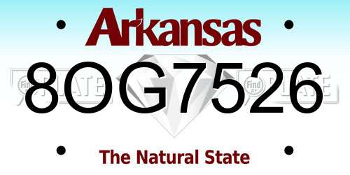 8OG7526 Arkansas License Plate