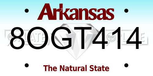 8OGT414 Arkansas License Plate