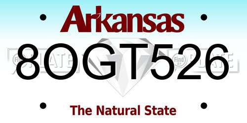 8OGT526 Arkansas License Plate