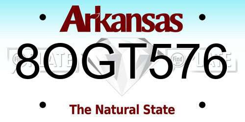 8OGT576 Arkansas License Plate