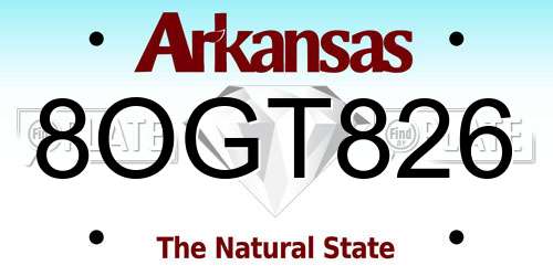 8OGT826 Arkansas License Plate