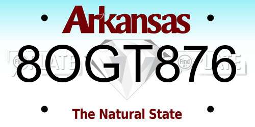 8OGT876 Arkansas License Plate