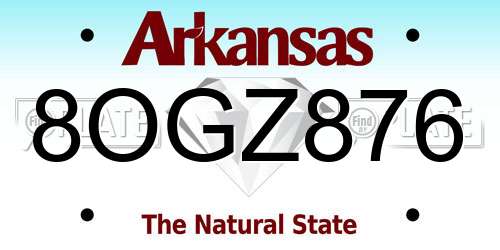 8OGZ876 Arkansas License Plate