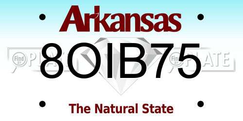 8OIB75 Arkansas License Plate