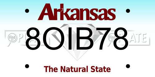 8OIB78 Arkansas License Plate