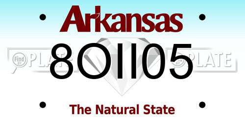 8OII05 Arkansas License Plate