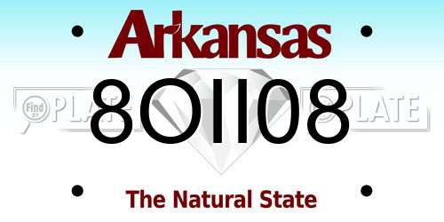 8OII08 Arkansas License Plate