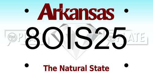 8OIS25 Arkansas License Plate