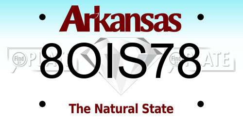 8OIS78 Arkansas License Plate