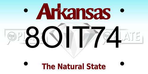 8OIT74 Arkansas License Plate