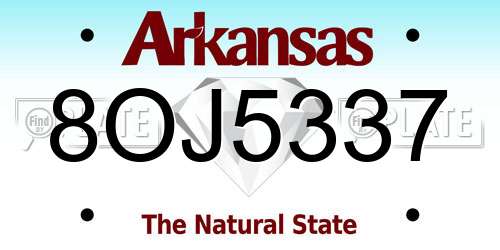8OJ5337 Arkansas License Plate