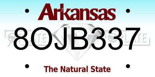 8OJB337 Arkansas License Plate