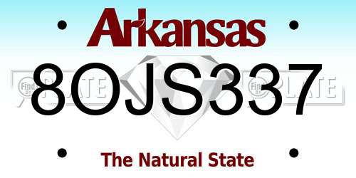 8OJS337 Arkansas License Plate