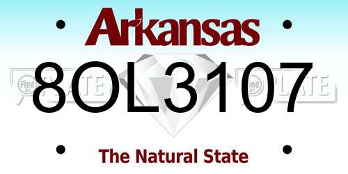 8OL3107 Arkansas License Plate