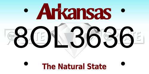 8OL3636 Arkansas License Plate