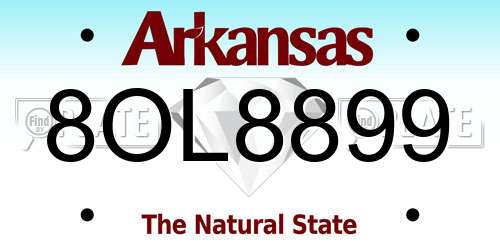 8OL8899 Arkansas License Plate