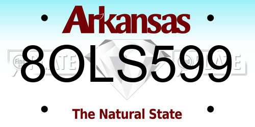8OLS599 Arkansas License Plate