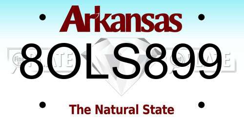 8OLS899 Arkansas License Plate