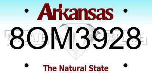 8OM3928 Arkansas License Plate