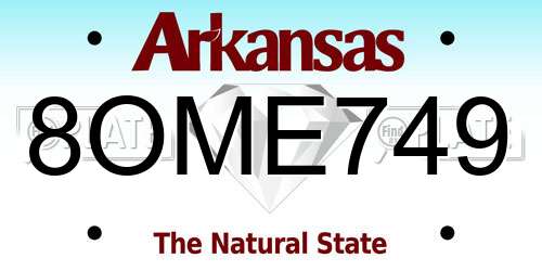 8OME749 Arkansas License Plate
