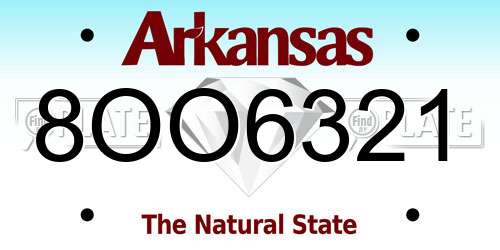 8OO6321 Arkansas License Plate