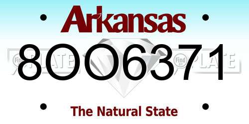 8OO6371 Arkansas License Plate