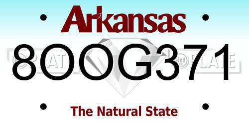 8OOG371 Arkansas License Plate