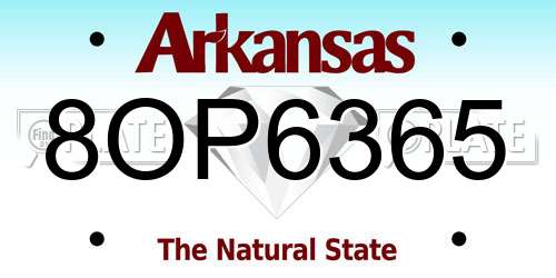 8OP6365 Arkansas License Plate