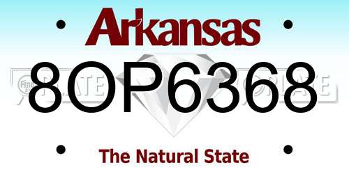 8OP6368 Arkansas License Plate