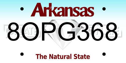 8OPG368 Arkansas License Plate