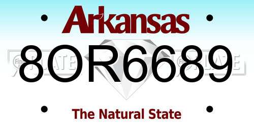 8OR6689 Arkansas License Plate