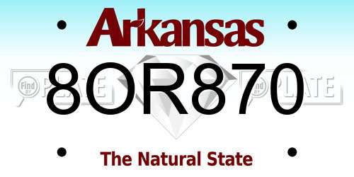 8OR870 Arkansas License Plate