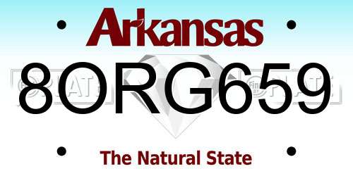 8ORG659 Arkansas License Plate