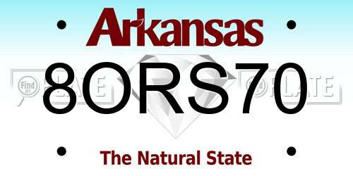 8ORS70 Arkansas License Plate
