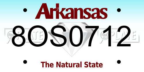 8OS0712 Arkansas License Plate