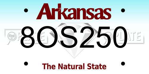 8OS250 Arkansas License Plate