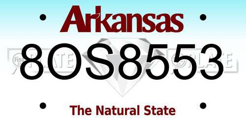 8OS8553 Arkansas License Plate