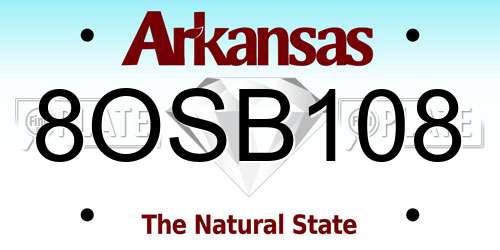 8OSB108 Arkansas License Plate