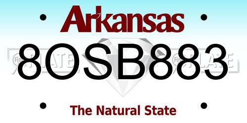 8OSB883 Arkansas License Plate