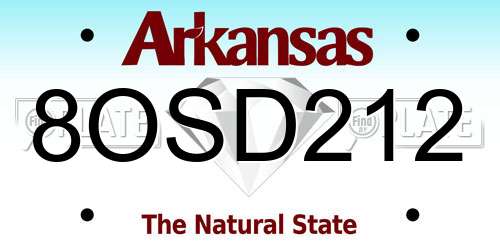 8OSD212 Arkansas License Plate