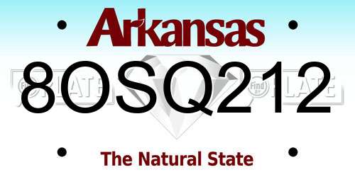 8OSQ212 Arkansas License Plate
