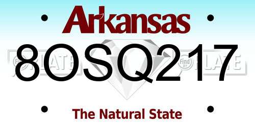 8OSQ217 Arkansas License Plate