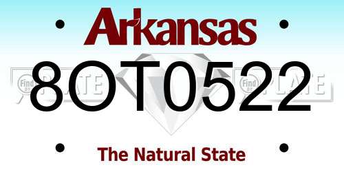 8OT0522 Arkansas License Plate